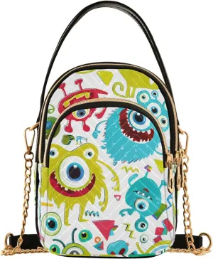 Joko Ivery Cartoon Monsters Multi Pockets Crossbody Bags for Women Zip Cell Phone Purse Wallet Bag with Detachable Shoulder Strap Travel Purse for Girls Women Trendy Gift Shopping Working Traveling
