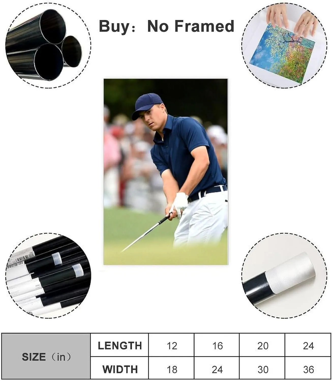 Jordan Spieth Golf Poster43 Canvas Poster Bedroom Decor Sports Landscape Office Room Decor Gift Unframe:12x18inch(30x45cm)