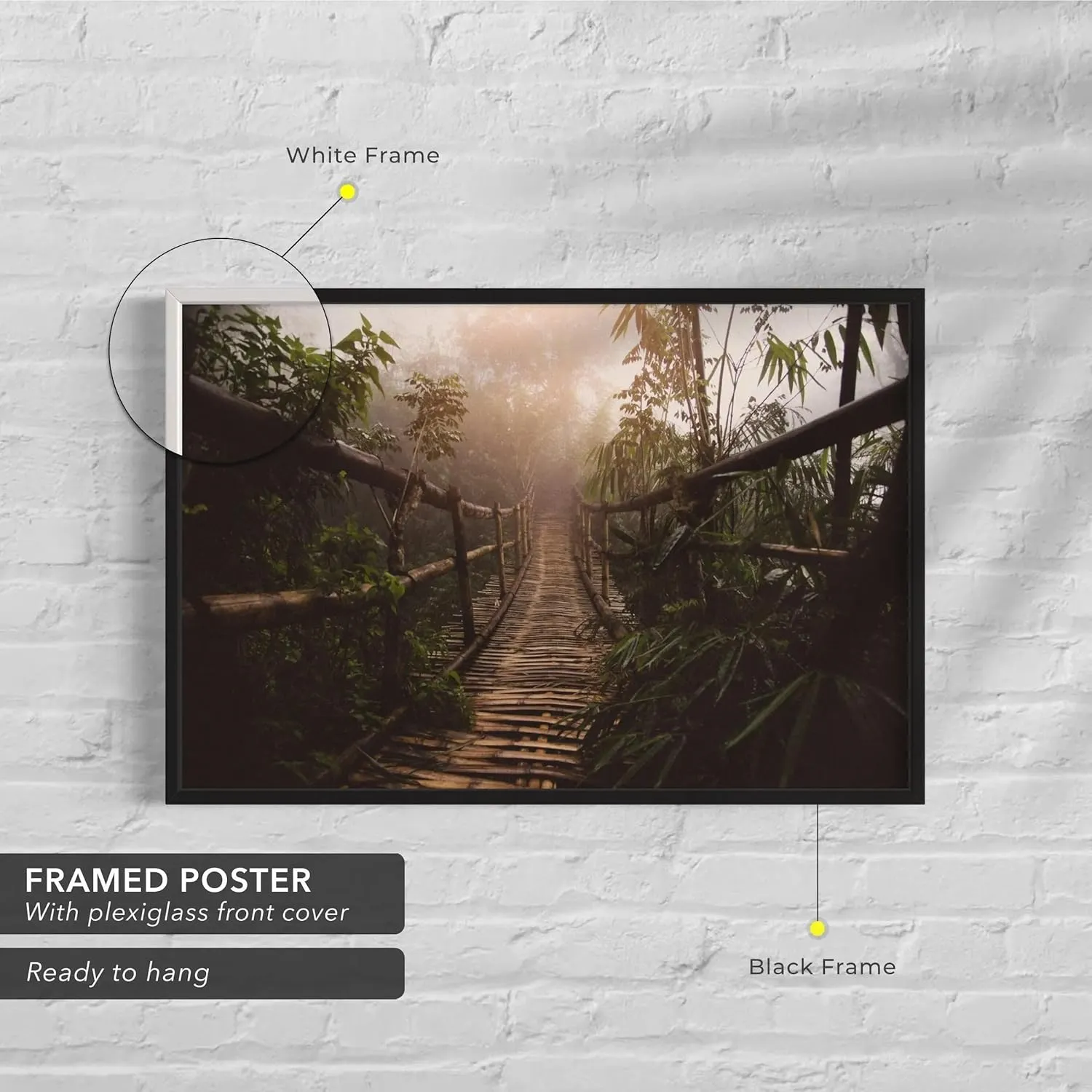Jungle Journey Rope Bridge Canvas | Nature Wall Art Print, Adventure-Themed Home & Office Decor