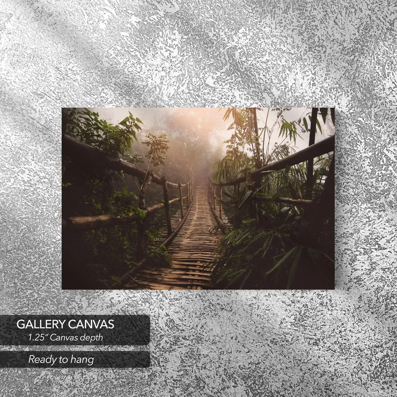Jungle Journey Rope Bridge Canvas | Nature Wall Art Print, Adventure-Themed Home & Office Decor