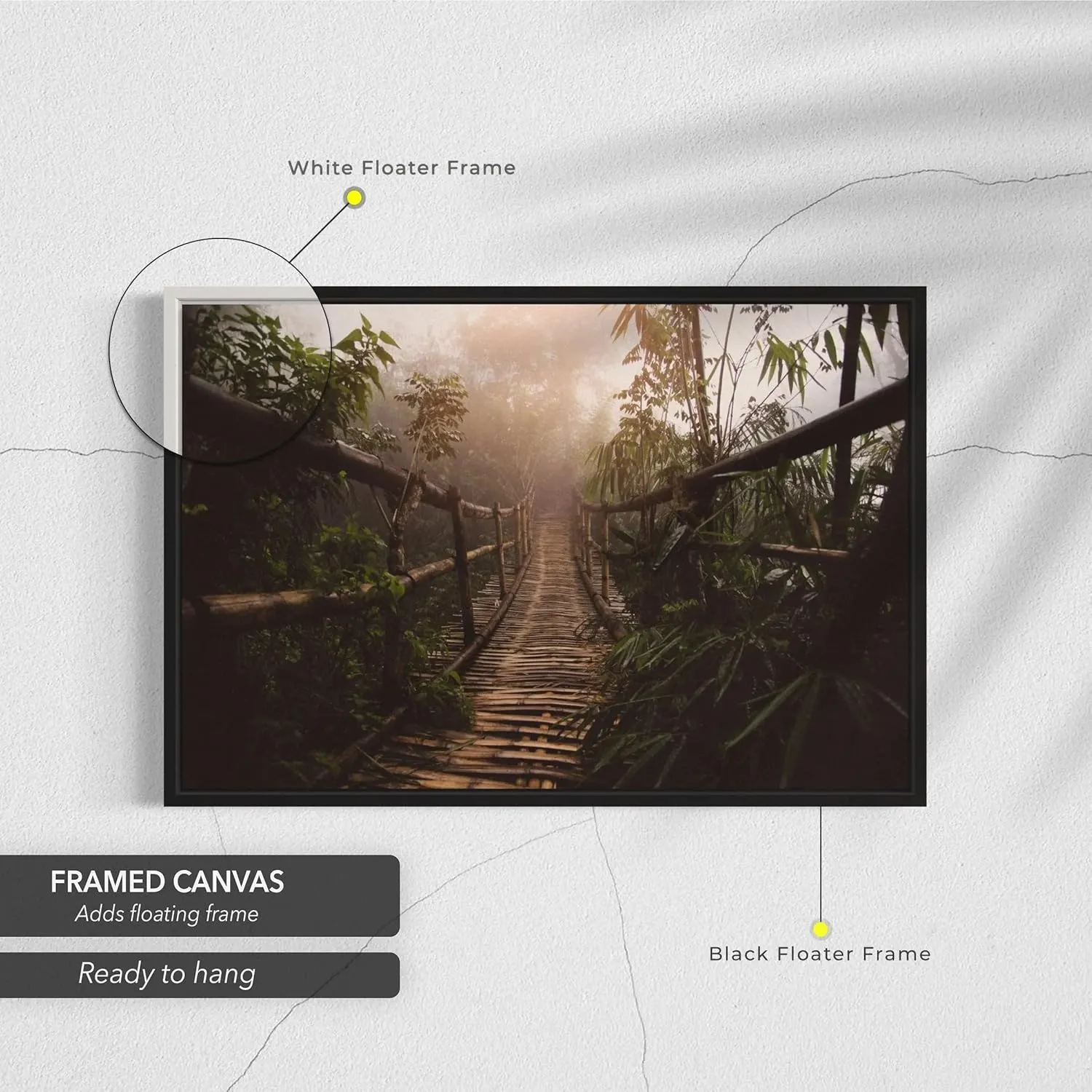 Jungle Journey Rope Bridge Canvas | Nature Wall Art Print, Adventure-Themed Home & Office Decor
