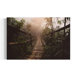 Jungle Journey Rope Bridge Canvas | Nature Wall Art Print, Adventure-Themed Home & Office Decor