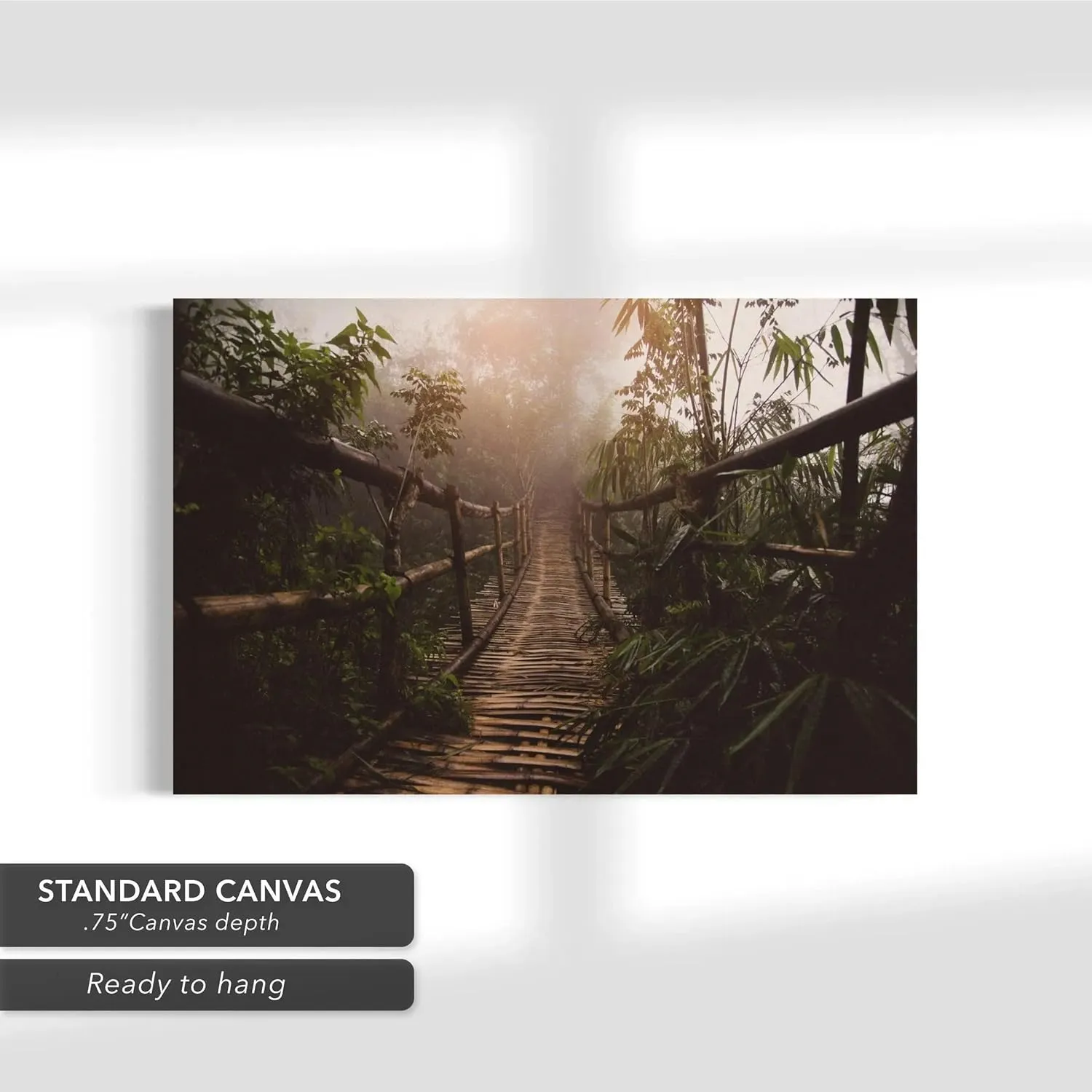 Jungle Journey Rope Bridge Canvas | Nature Wall Art Print, Adventure-Themed Home & Office Decor
