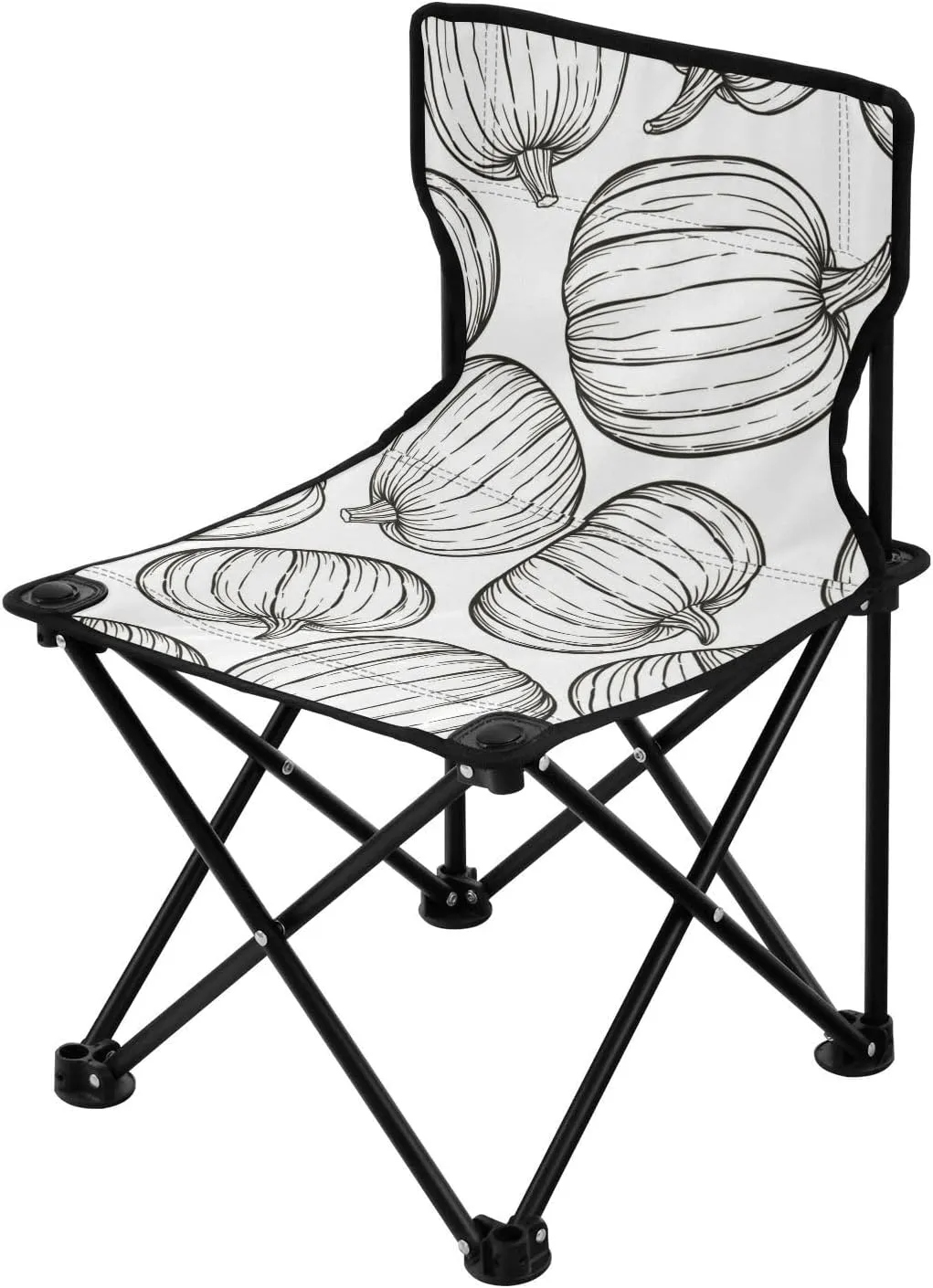 JUNZAN White Pumpkin Collapsible Camping Chair Ultra-Lightweight Portable Beach Chairs for Traveling Carry Bag Included Ice Fishing Chairs for Fishing Outside