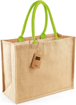 Jute classic shopper Natural/Lime Green