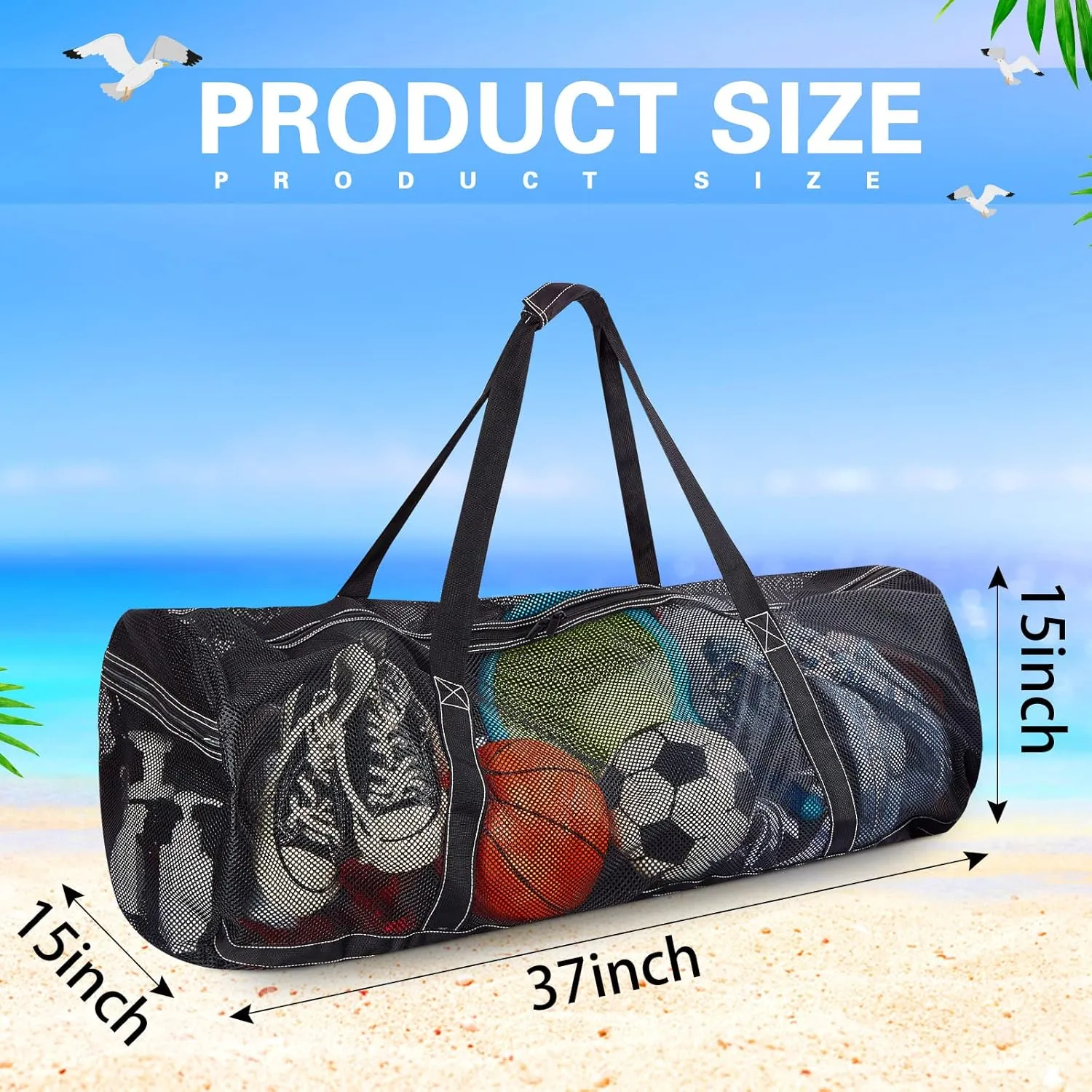Kacctyen Large Mesh Dive Bag 37 x 15 x 15 Inches Scuba Gear Bags for Diving, Snorkeling, Travel, Beach, Sports Storage with Pocket