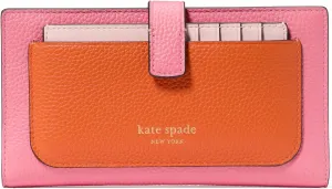 kate spade new york AVA Colorblocked Pebbled Leather 2 in 1 Bifold Wallet, Ruby Citrus Multi