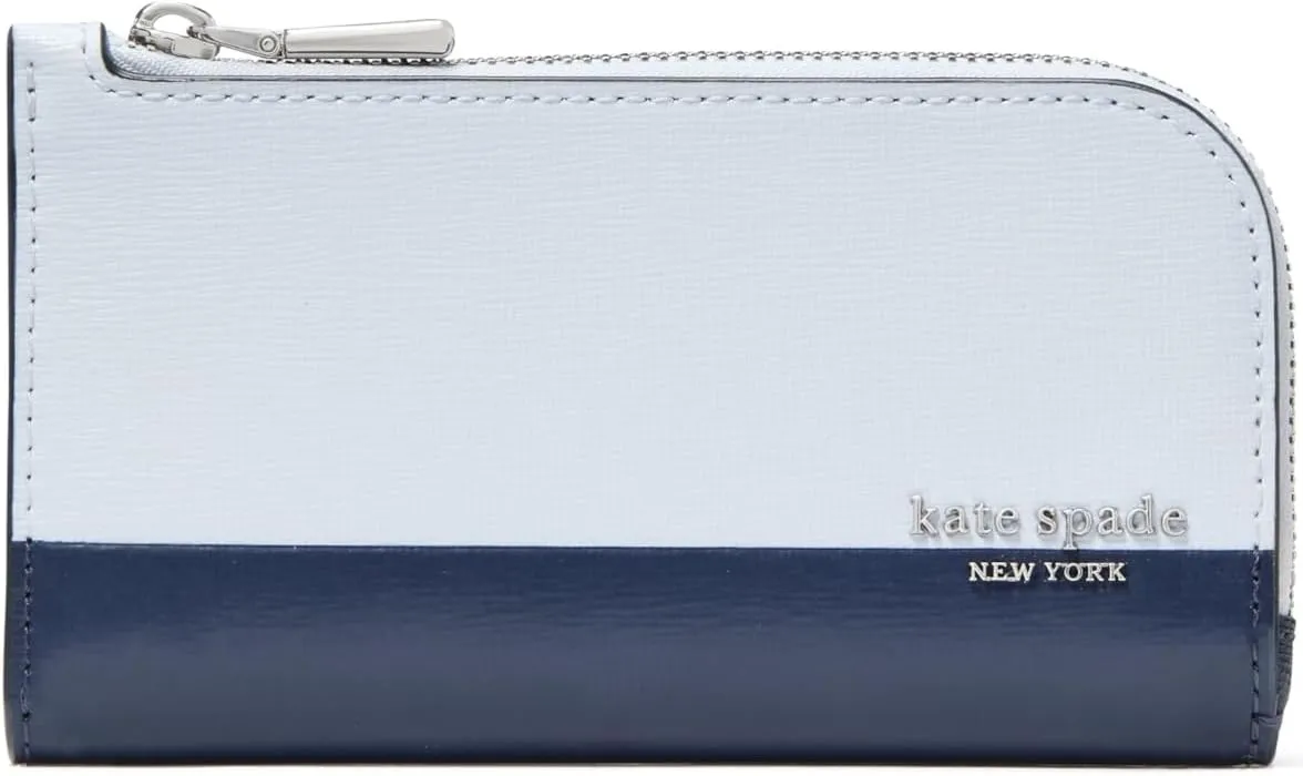kate spade new york Devin Colorblocked Saffiano Leather Small Slim Bifold Wallet, Pale Sapphirine Multi