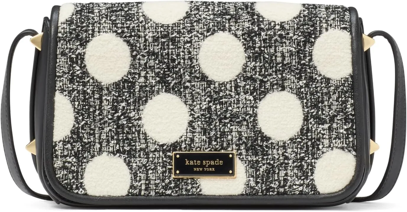 kate spade new york LIV New Group DOT Tweed Small Flap Crossbody, Black Multi
