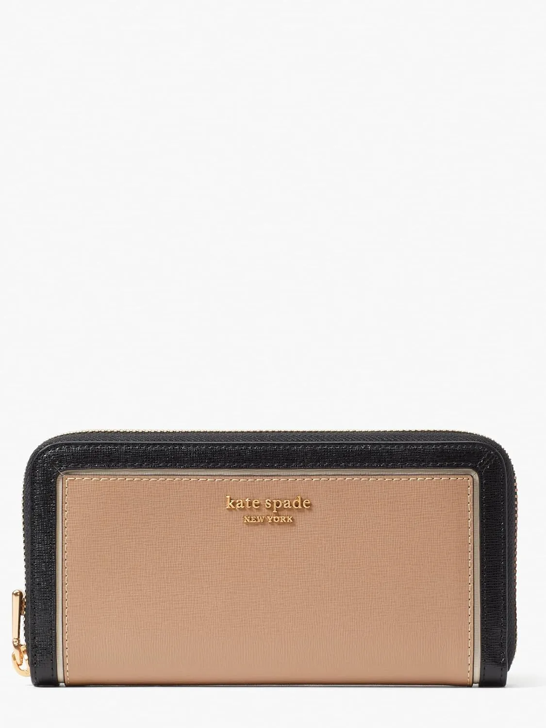 kate spade new york Morgan Colorblocked Saffiano Leather Zip Around Continental Wallet, Cafe Mocha Multi