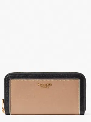 kate spade new york Morgan Colorblocked Saffiano Leather Zip Around Continental Wallet, Cafe Mocha Multi
