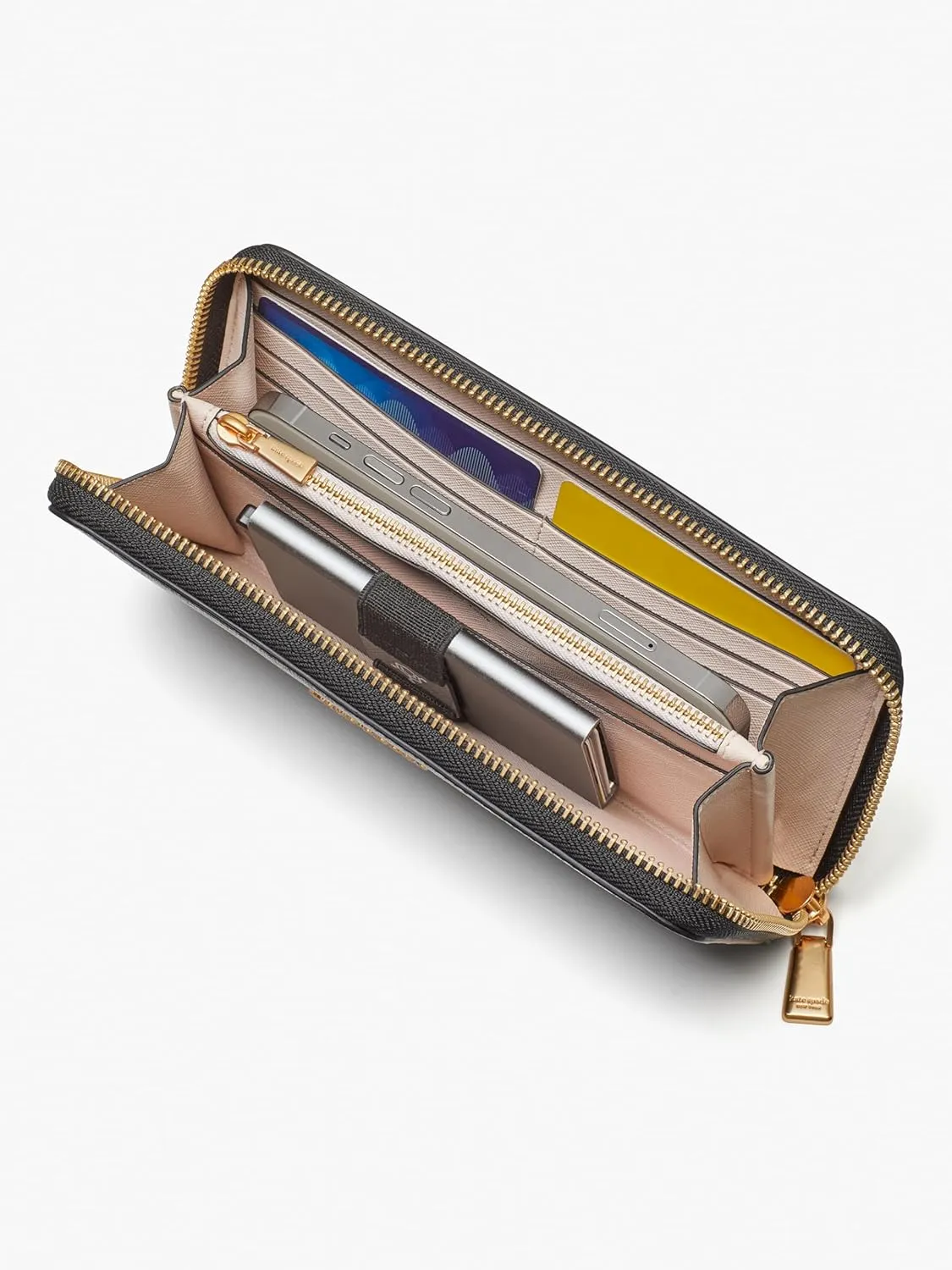 kate spade new york Morgan Colorblocked Saffiano Leather Zip Around Continental Wallet, Cafe Mocha Multi