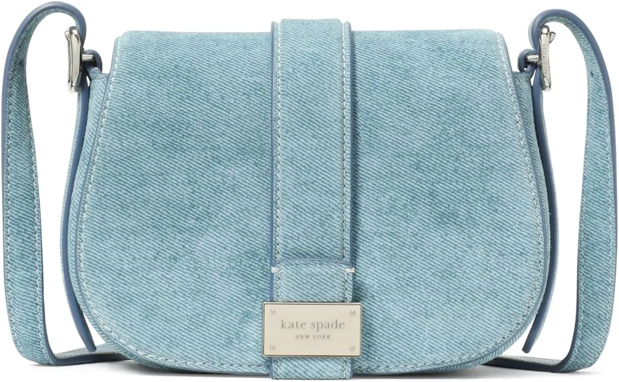 kate spade new york Nouveau Denim Suede Mini Saddle, Blue Multi