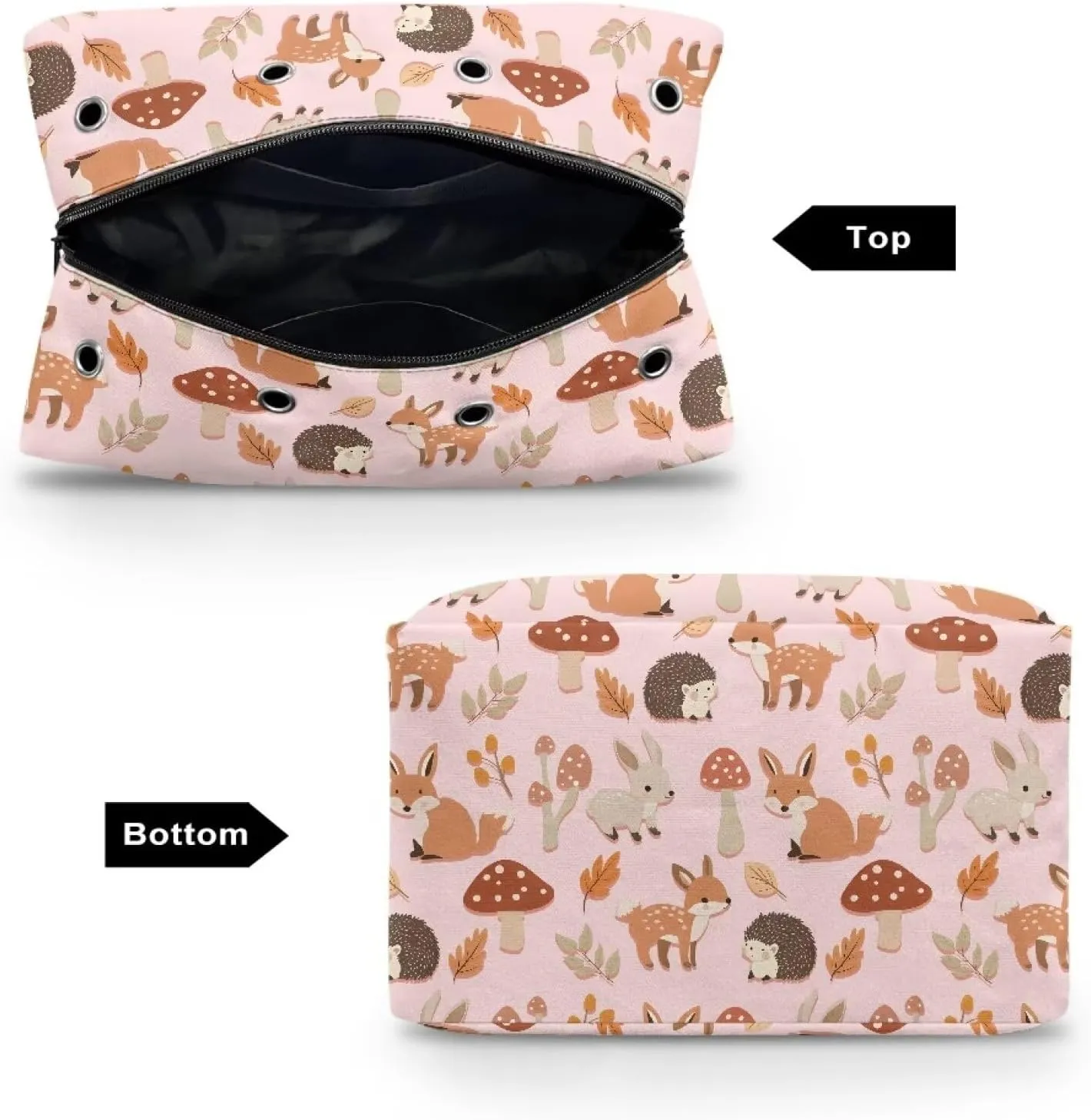 Kathyboom Crochet Bag for Yarn Storage, Hedgehog Bunny Deer Mushroom Water Resistant Crochet Bag Knitting Bag with Shoulder Straps for Mother Wife
