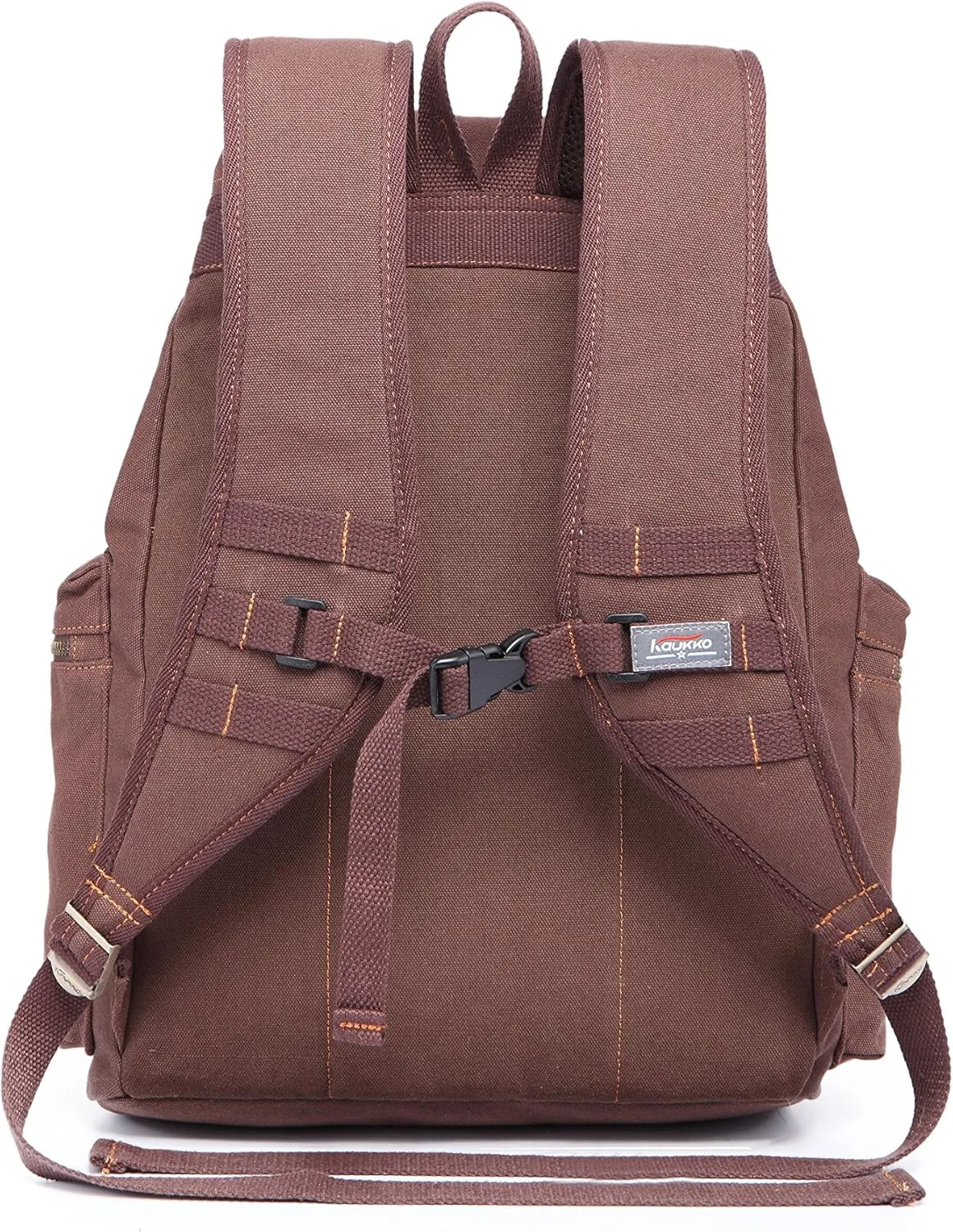 KAUKKO Vintage Casual Canvas and Leather Rucksack Backpack(FP702-1-COFFEE)