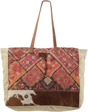 KB168 TOTE Upcycled Wool Upcycled Canvas Hair-on Genuine Leather women bag western handbag purse