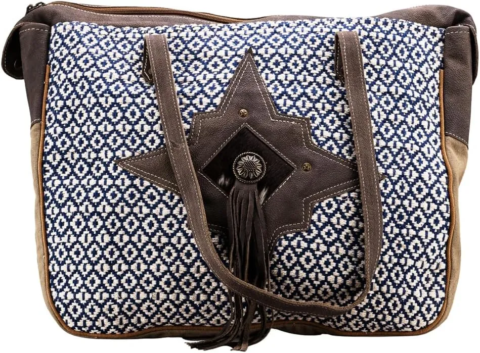 KB683 TOTE Upcycled Wool Upcycled Canvas Hair-on Genuine Leather women bag western handbag purse
