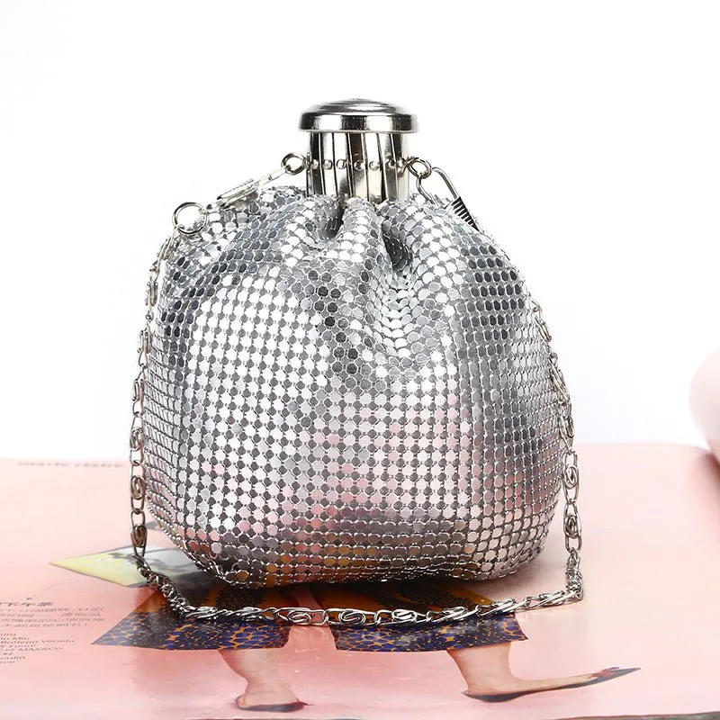 Kettle-shaped Sequined Evening Clutch Bag