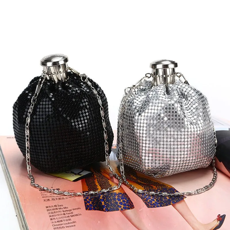Kettle-shaped Sequined Evening Clutch Bag