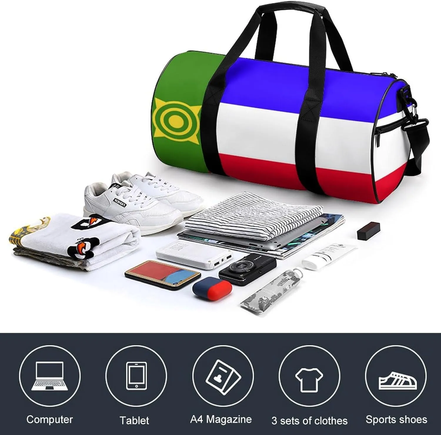 Khakassia Flag Waterproof Gym Duffel for Men Women Sports Travel Tote Bag