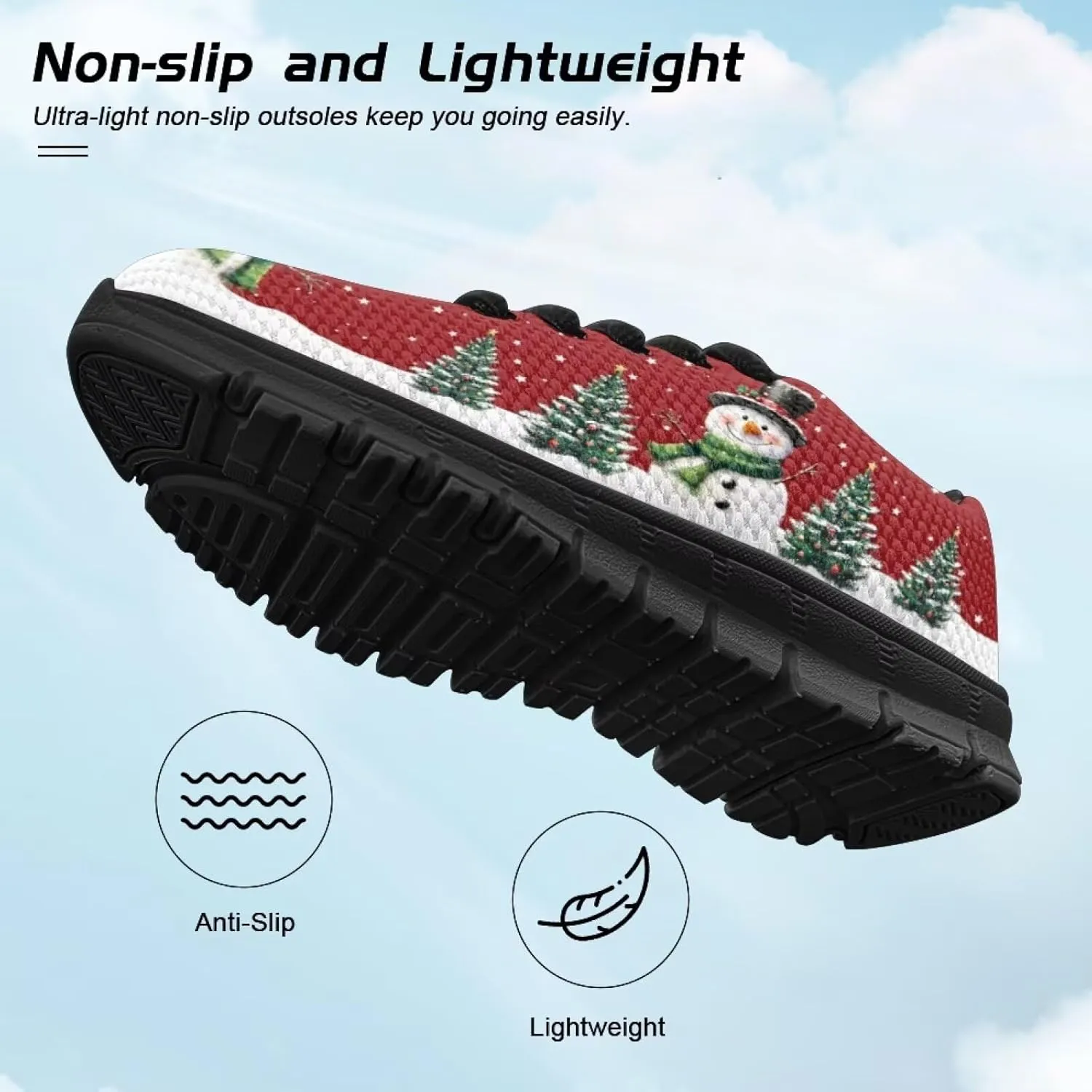 Kids Christmas Running Shoes Lightweight Breathable Mesh Sports Tennis Sneakers Anti-Skid Comfortable Casual Shoes for Boys Girls