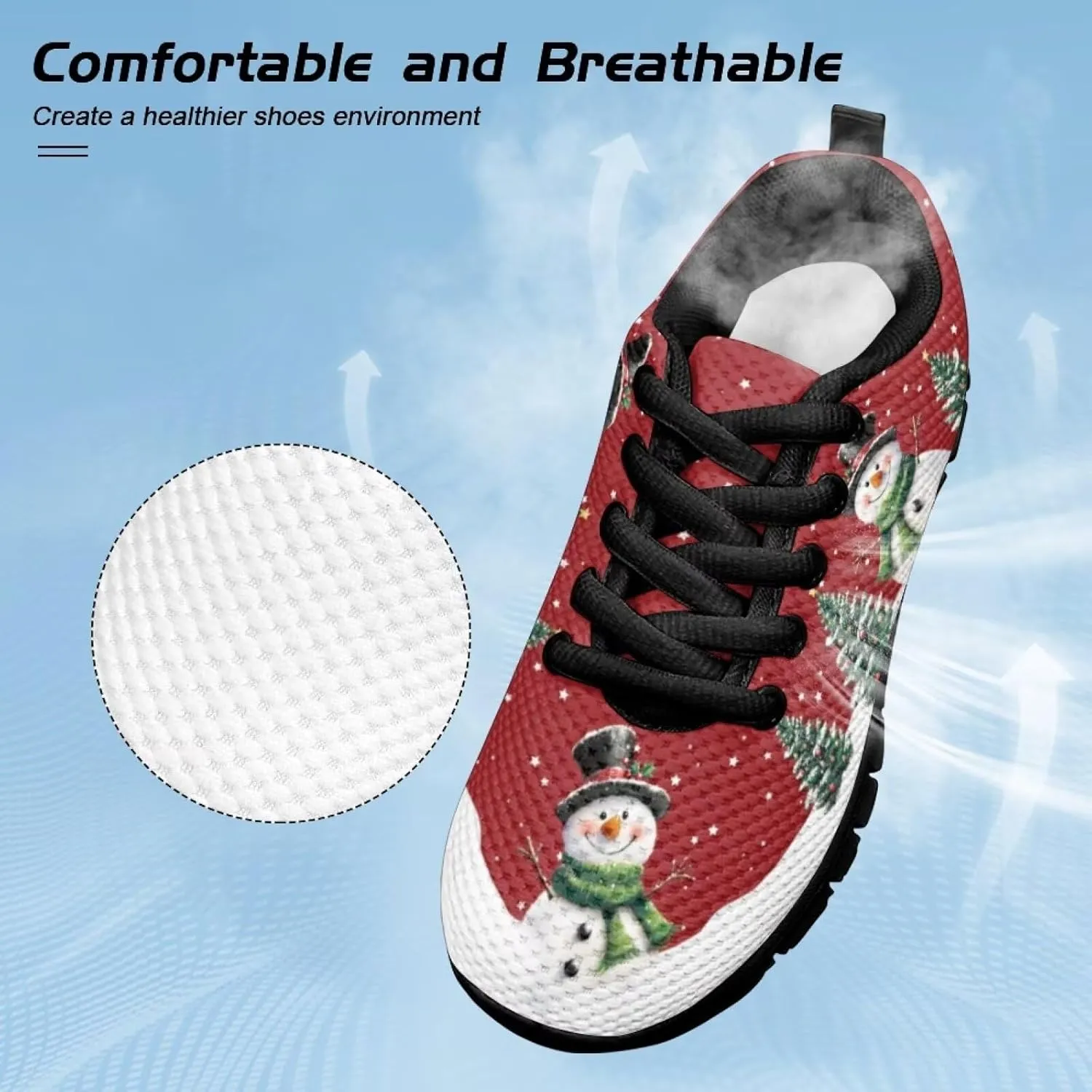 Kids Christmas Running Shoes Lightweight Breathable Mesh Sports Tennis Sneakers Anti-Skid Comfortable Casual Shoes for Boys Girls
