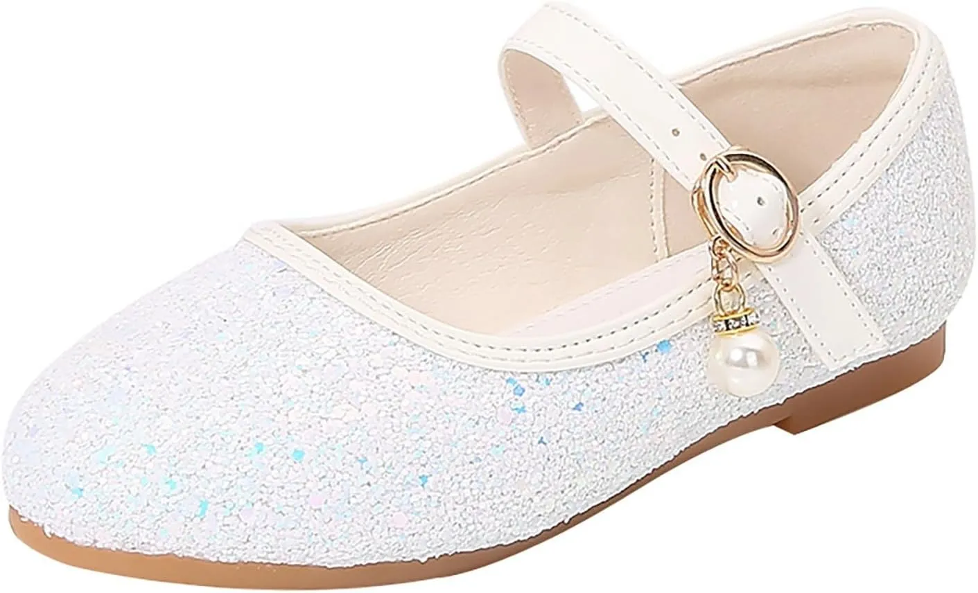 Kids Girl Shiny Sandals High Heels Glitter Flat Shoes Mary Jane Dress Shoes Sequin Shoe Bow Wedding Sandals