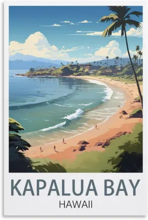 KiLOom Kapalua Bay Hawaii Vintage Travel Posters 12x18inch(30x45cm) Canvas Art Poster And Wall Art Picture Print Modern Family Bedroom Decor Posters