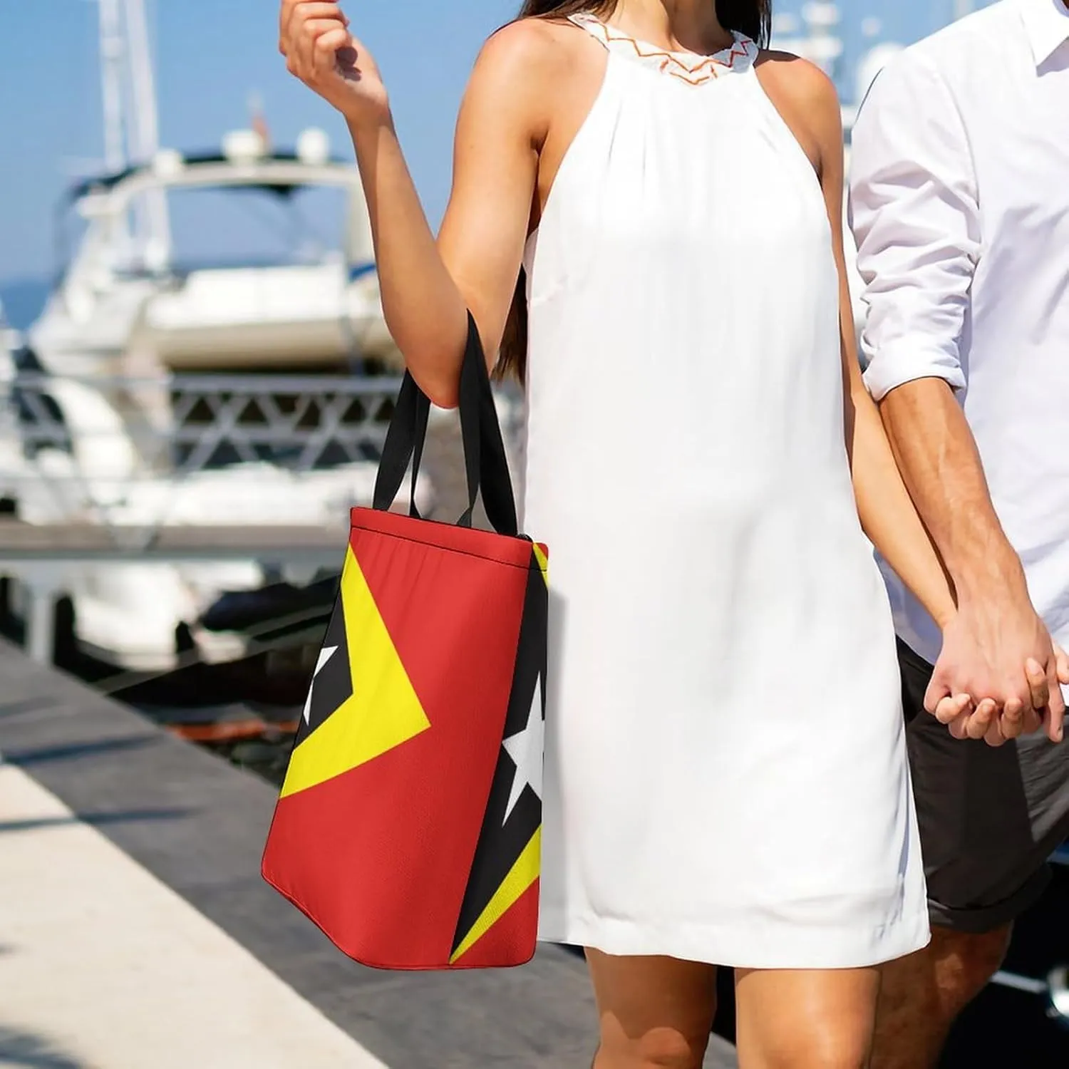 KiRYu East Timor Flag Women's Practical Tote Handbag with Zipper for Travel and Gym Use
