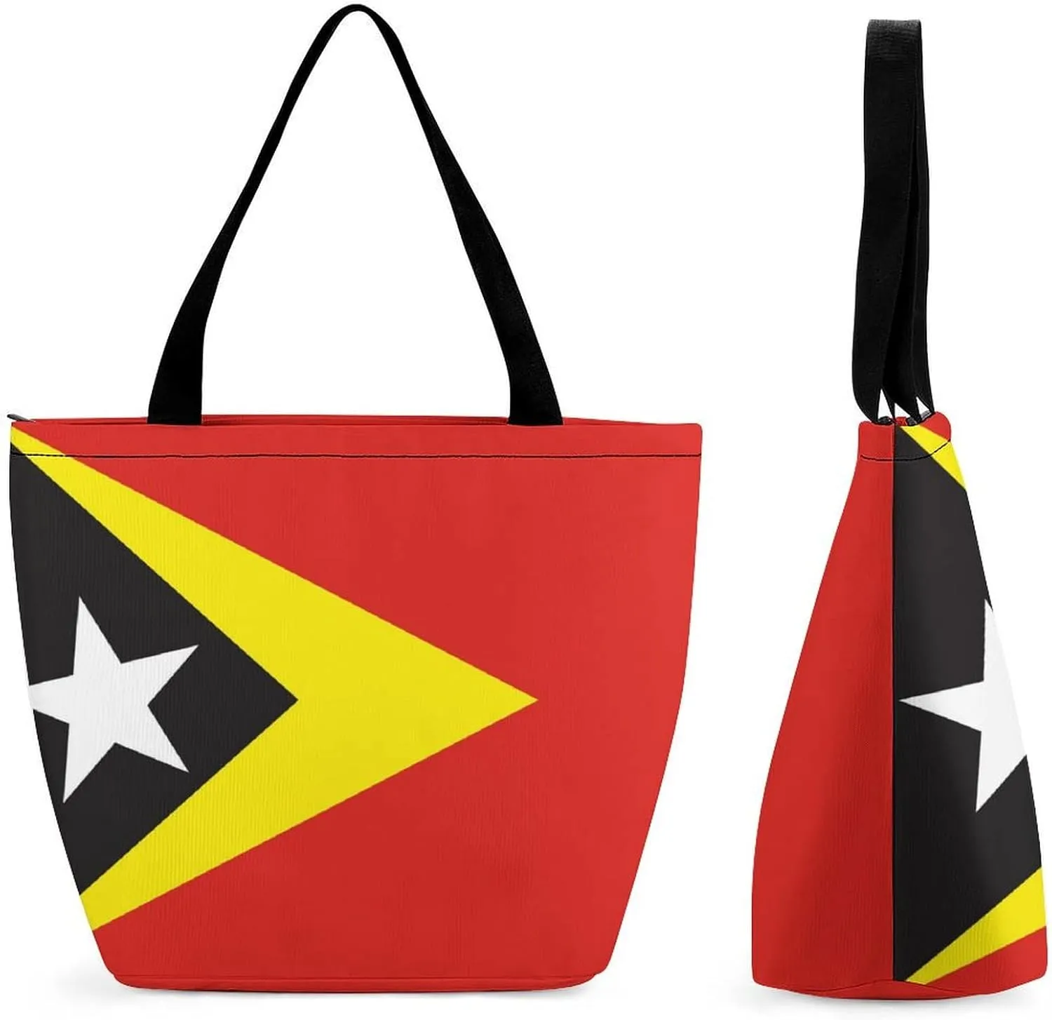 KiRYu East Timor Flag Women's Practical Tote Handbag with Zipper for Travel and Gym Use