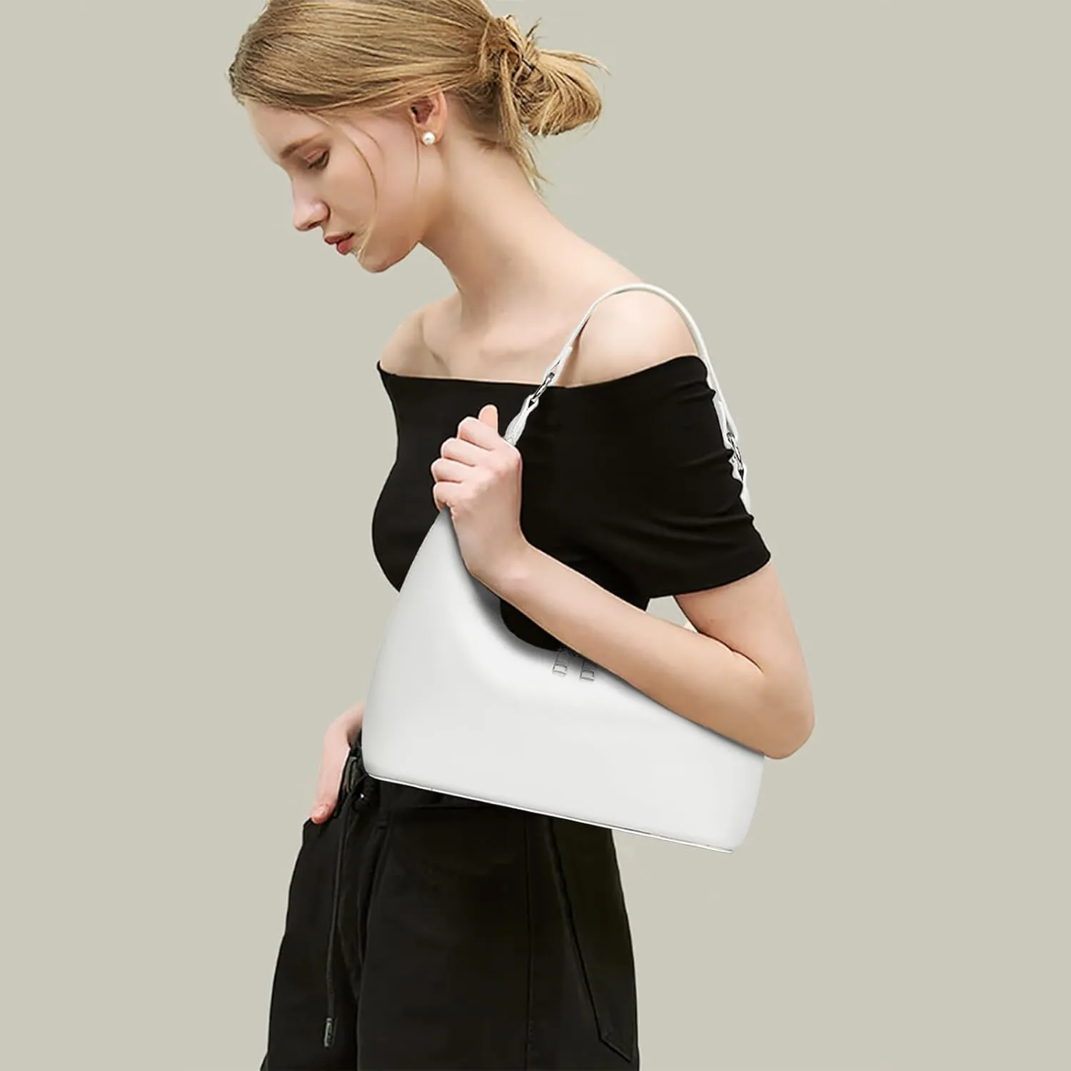 KKXIU Shoulder Bags for Women, Underarm Hobo Handbag Clutch Crossbody Purse with Removable Strap and Zipper Closure