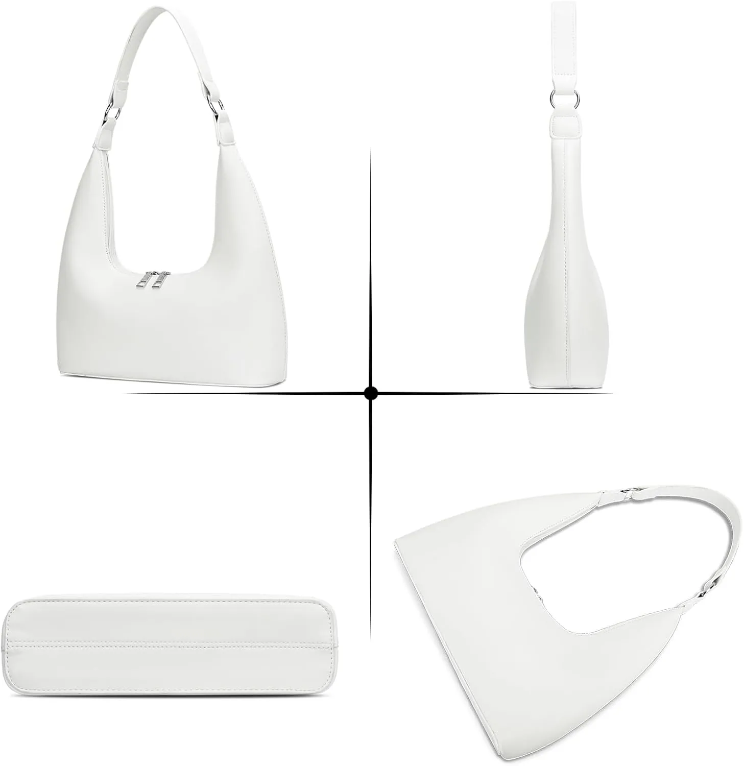 KKXIU Shoulder Bags for Women, Underarm Hobo Handbag Clutch Crossbody Purse with Removable Strap and Zipper Closure