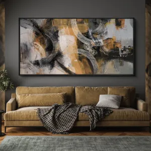 KLAKLA Modern Art Wall Decor - Large Wall Art for Living Room, Office, Bedroom - Abstract Wall Art Canvas Pictures for Living Room - Orange, Gray, Yellow Wall Artwork 20×40IN