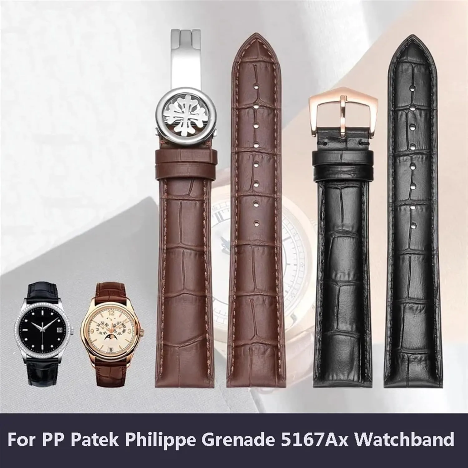 KLVN Genuine Leather Watch Strap For PP Patek Philippe Grenade 5167Ax 20mm 21mm 22mm Bracelet Men's Women Watchband Chain