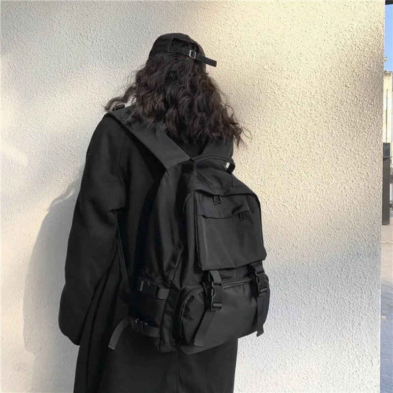 Korean High College Large Capacity Dark Backpacks