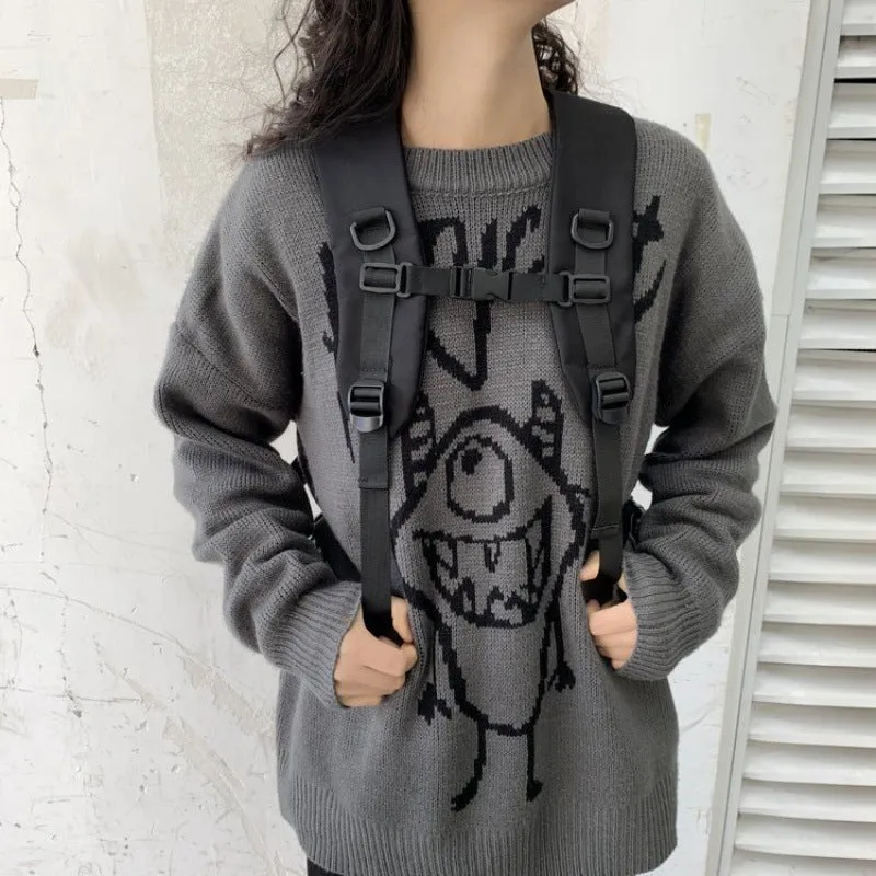 Korean High College Large Capacity Dark Backpacks