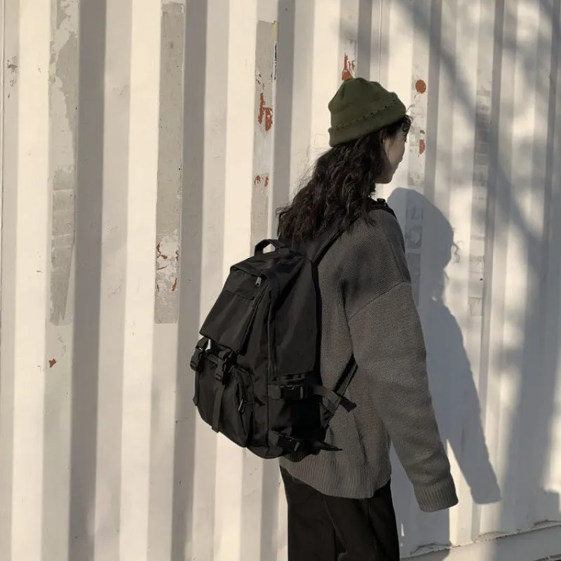 Korean High College Large Capacity Dark Backpacks