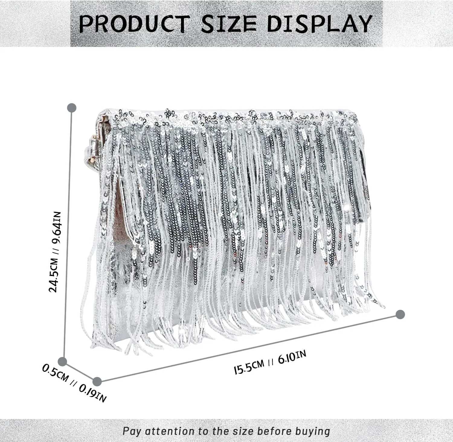 KUANG! Women Sparkling Glitter Evening Clutch Handbag Clutch Bag Sequin Tassels Purse Handbags for Party