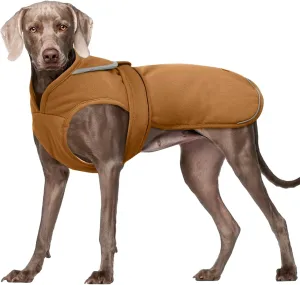 Kuoser Canvas Dog Coat - Warm Reflective Fleece for Small to Large Dogs, Brown