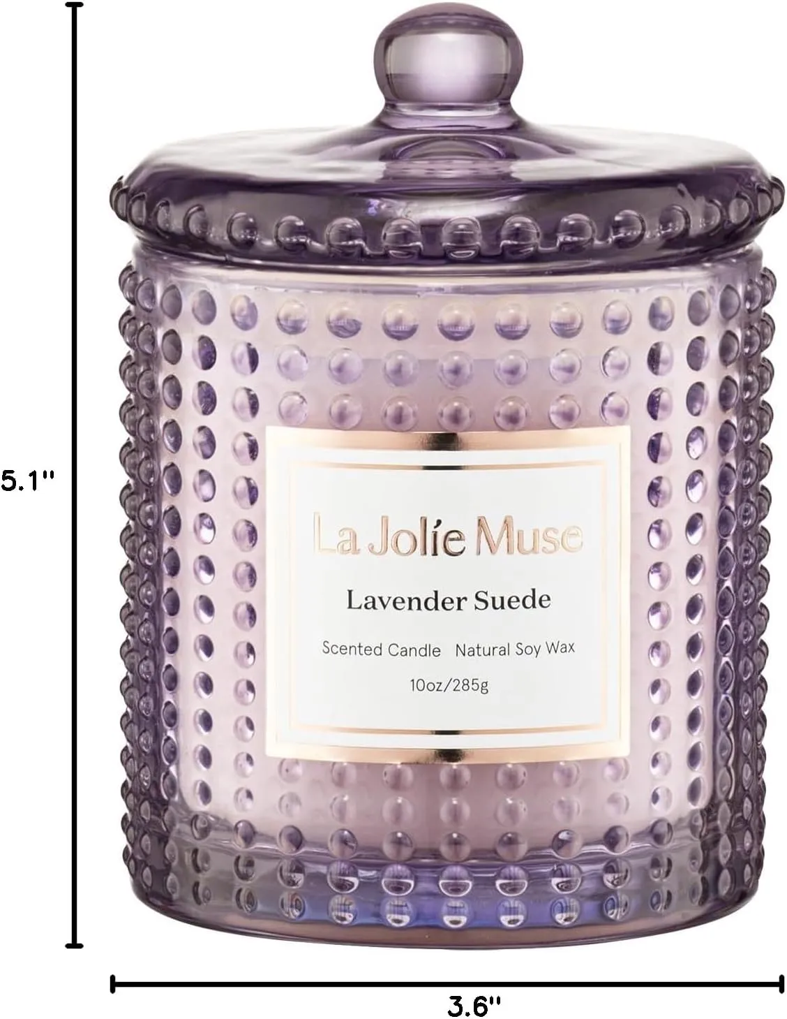 LA JOLIE MUSE Lavender Suede Candle, Lavender Scented Candles Gifts, Aromatherapy Candle, Candles for Home Scented, 75 Hours Long Burning, 10 oz