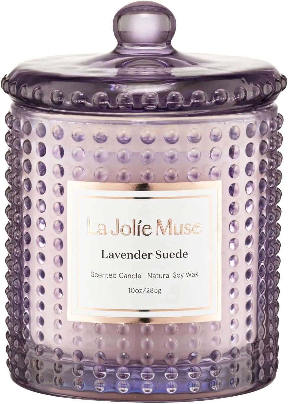 LA JOLIE MUSE Lavender Suede Candle, Lavender Scented Candles Gifts, Aromatherapy Candle, Candles for Home Scented, 75 Hours Long Burning, 10 oz