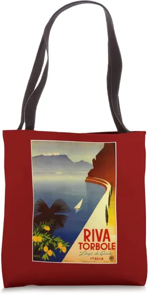 Lake Garda Italy Retro Vintage Travel Poster Print Tote Bag