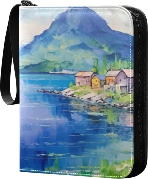 Lake Painting Card Binder, 400 Pockets Card Holder with 50 Sleeves, Sturdy Card Holder Folders for Game Cards & Sports Cards