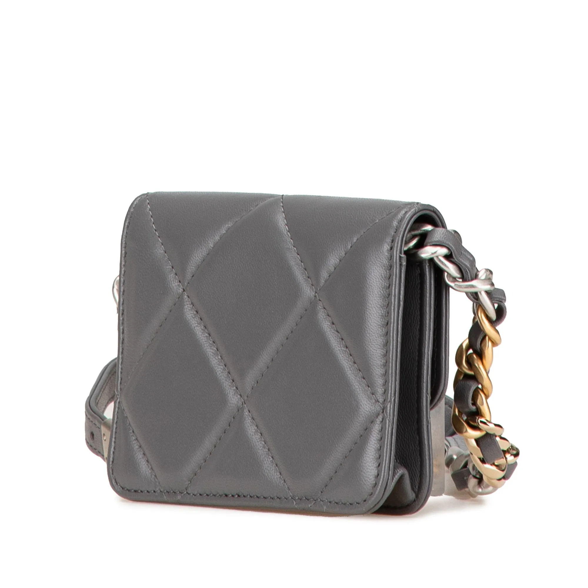 Lambskin 19 Flap Coin Purse With Chain