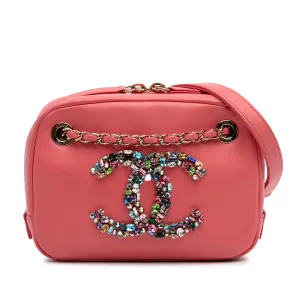 Lambskin Giant Crystal CC Camera Bag