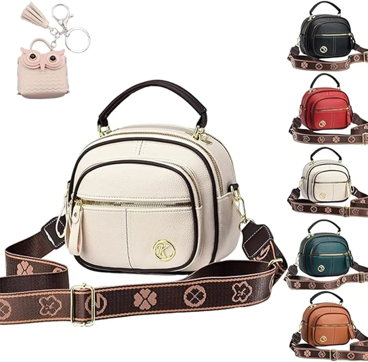 Lanarcissa Handbags, Multifunctional Compartment Adjustable Wide Shoulder Strap Leather Bag, Crossbody Bag