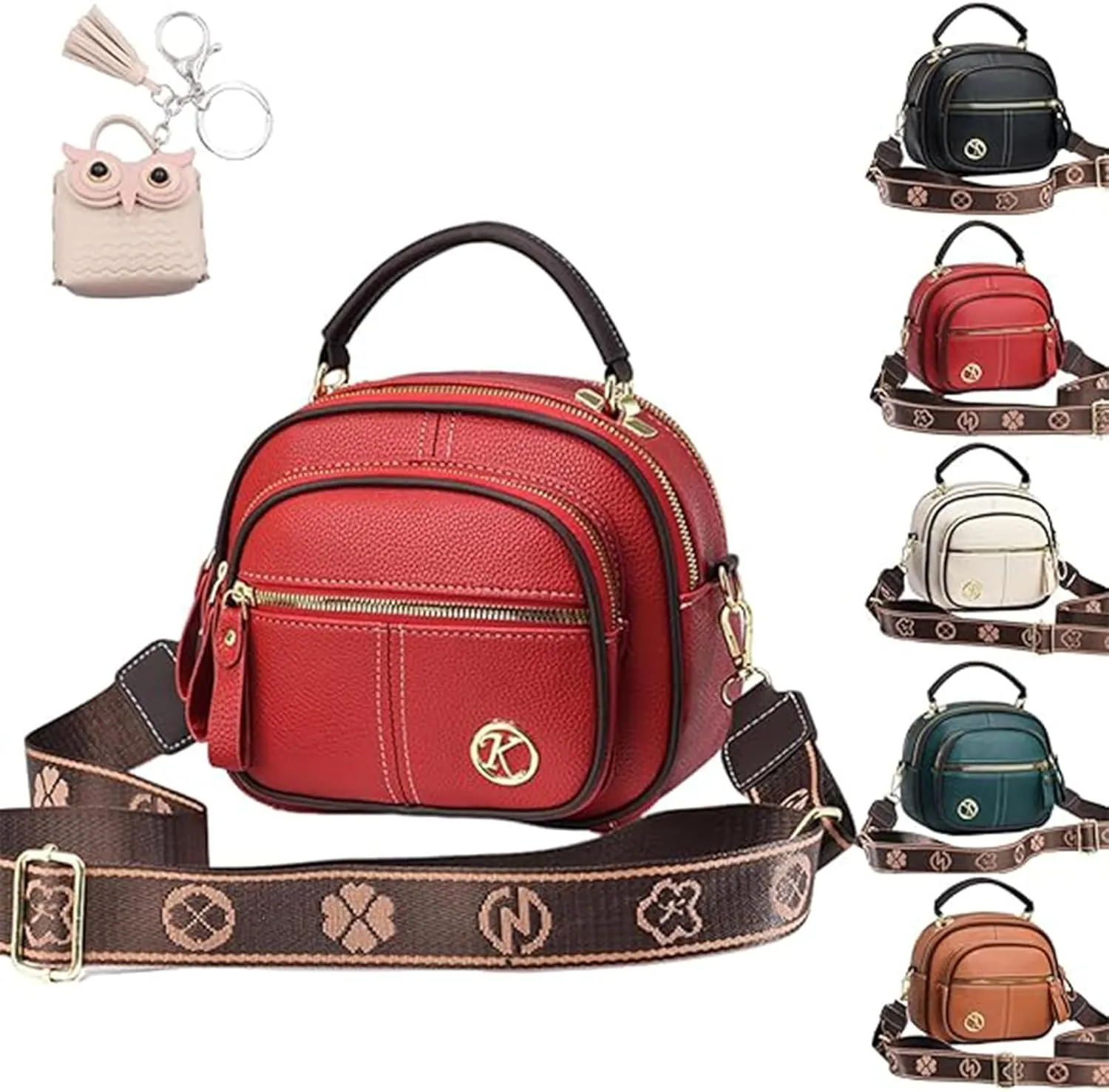 Lanarcissa Handbags, Multifunctional Compartment Adjustable Wide Shoulder Strap Leather Bag, Crossbody Bag