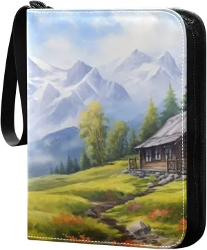 Landscape Painting Card Binder, 400 Pockets Card Holder with 50 Sleeves, Sturdy Card Holder Folders for Game Cards & Sports Cards