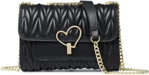 LAORENTOU Vegan Leather Crossbody Bags for Women Heart Shaped Magnetic Buckle Shoulder Bag Purse for Ladies