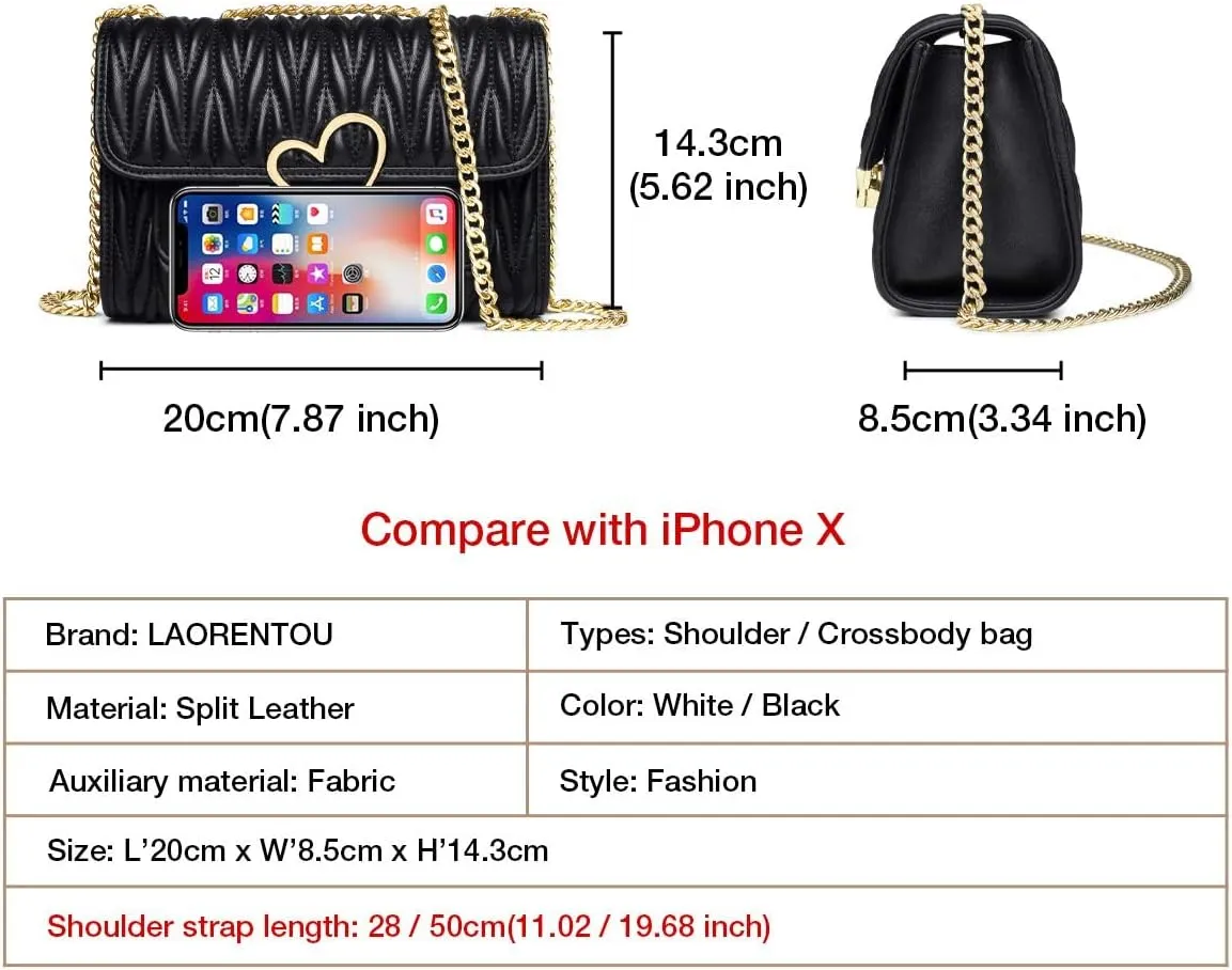 LAORENTOU Vegan Leather Crossbody Bags for Women Heart Shaped Magnetic Buckle Shoulder Bag Purse for Ladies